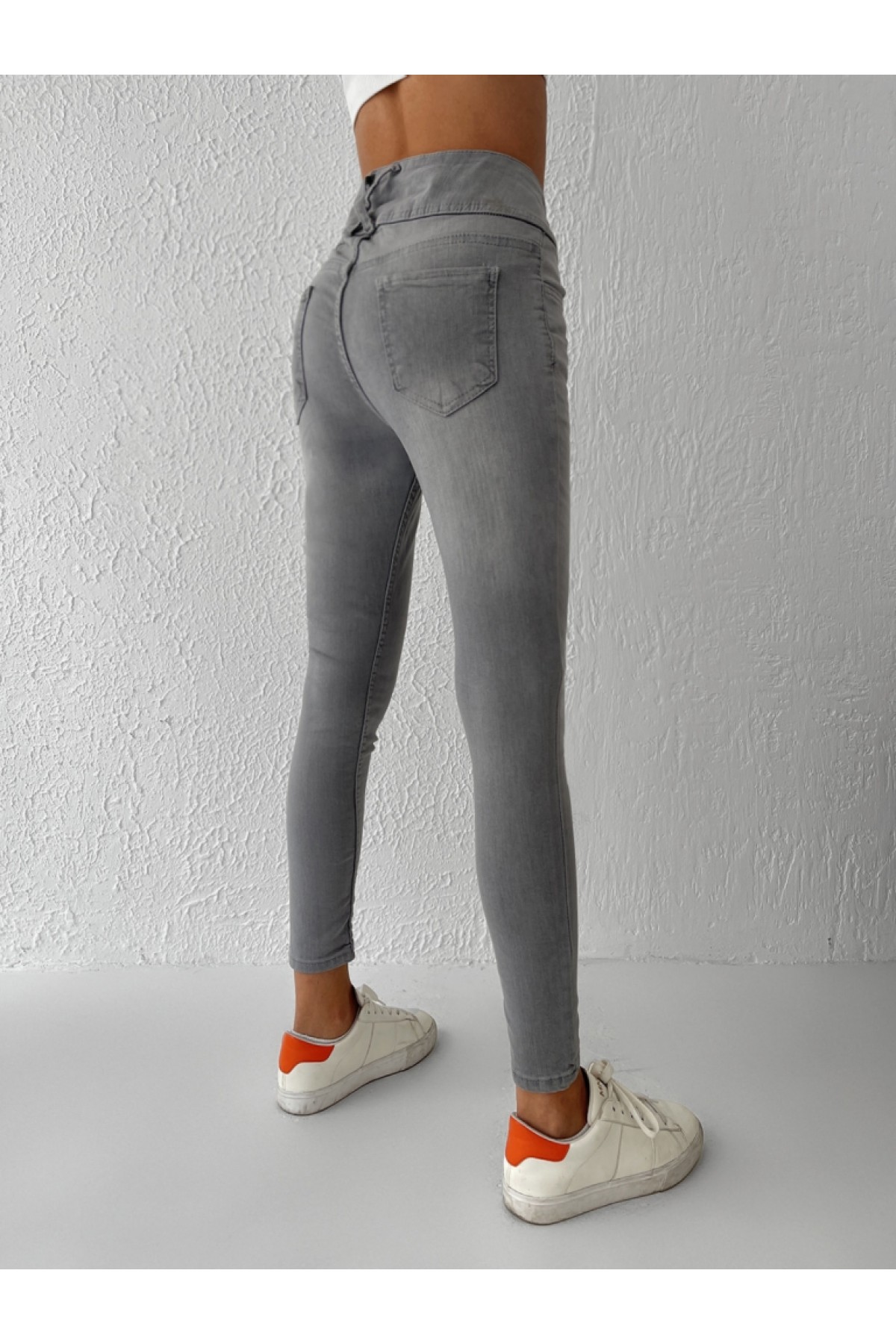 Yüksel Bel Likralı Kot Pantolon (Gri), 38357